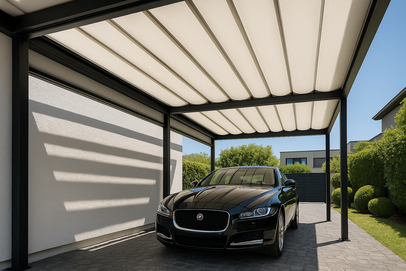 Pergolas para coches con toldos enrrollables Pergolas para coches con toldos enrrollables