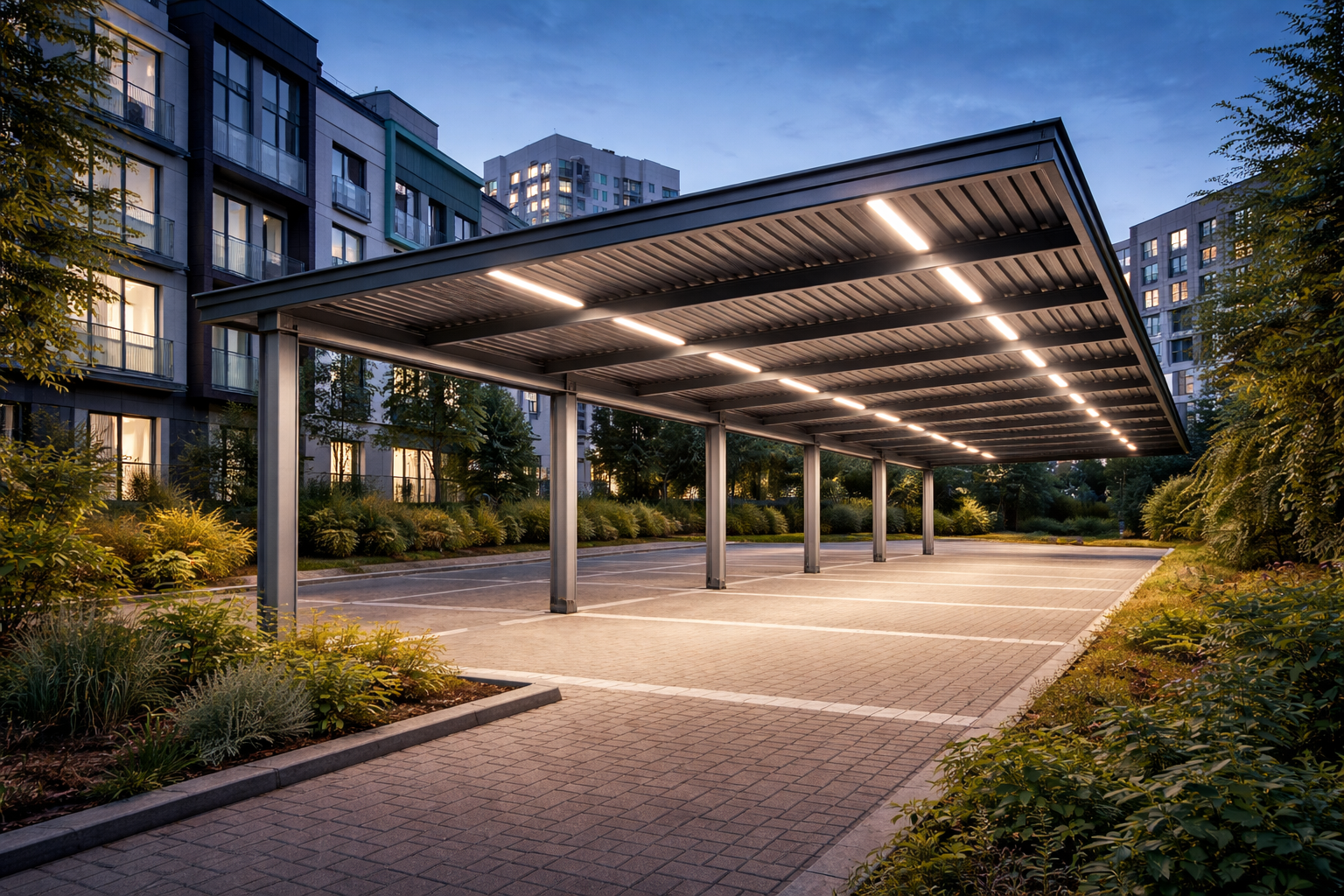 Estructura metálica para parking privado