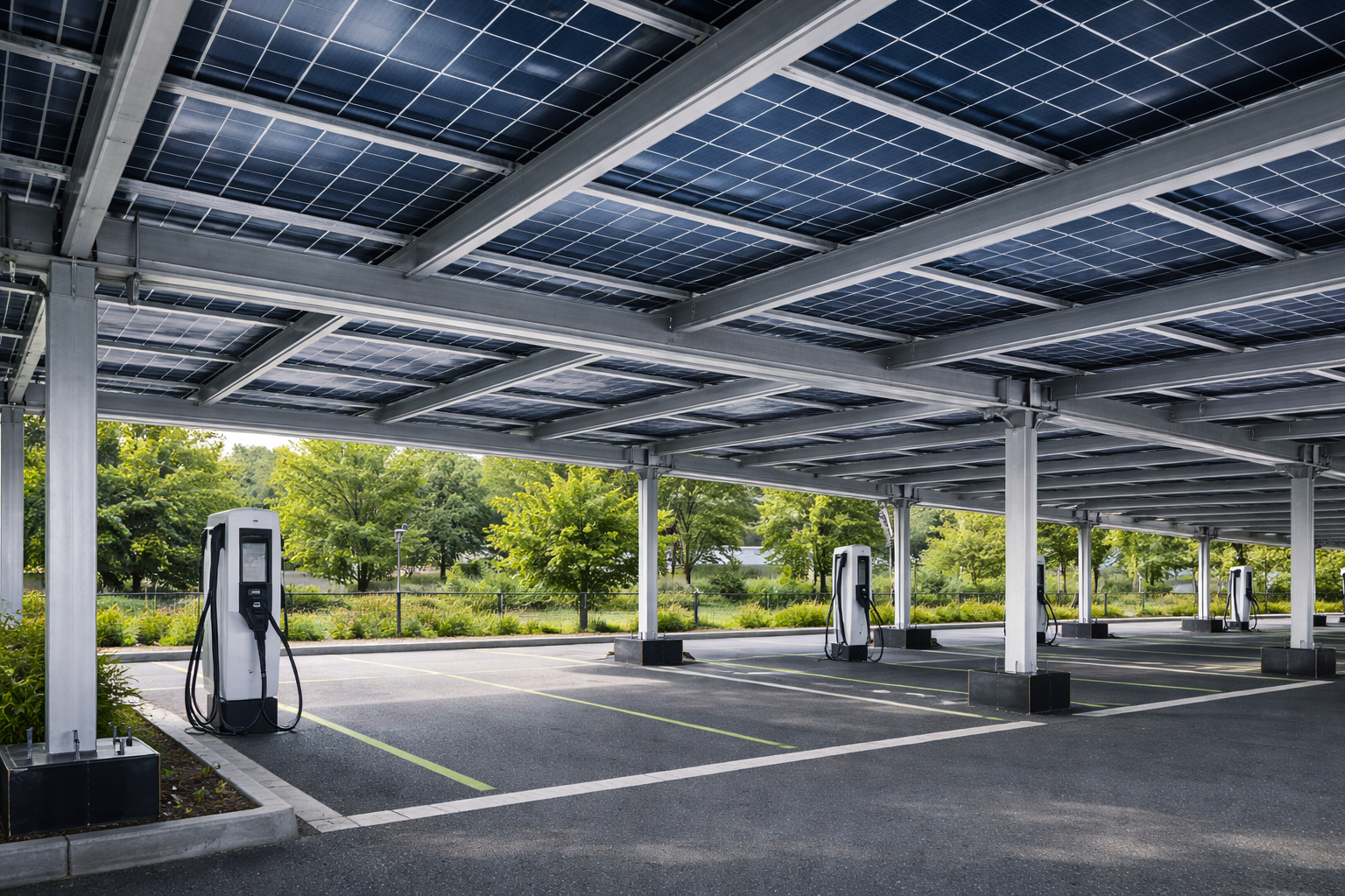 Estructura metálica para marquesina solar en Madrid